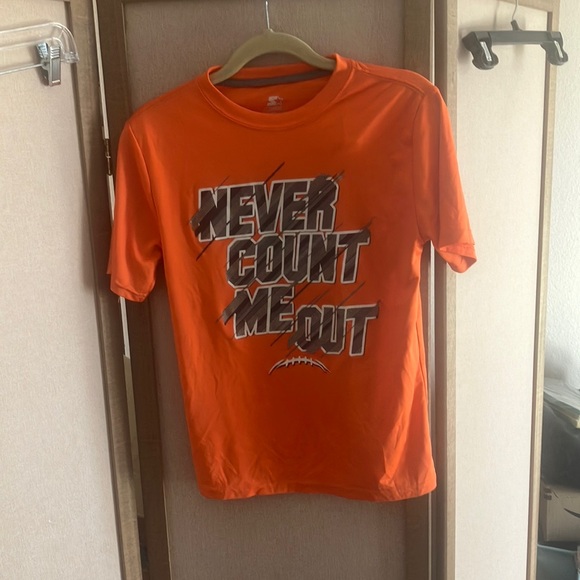 Starter Orange Kids Shirt - Never Count Me Out large - Picture 1 of 3